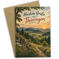 Herzliche Grußkarte aus Thüringen mit Wanderweg