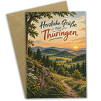 Herzliche Grußkarte aus Thüringen mit Wanderweg|p:2023516|h:a45881d5f03be1575afa7201e4d6b62e