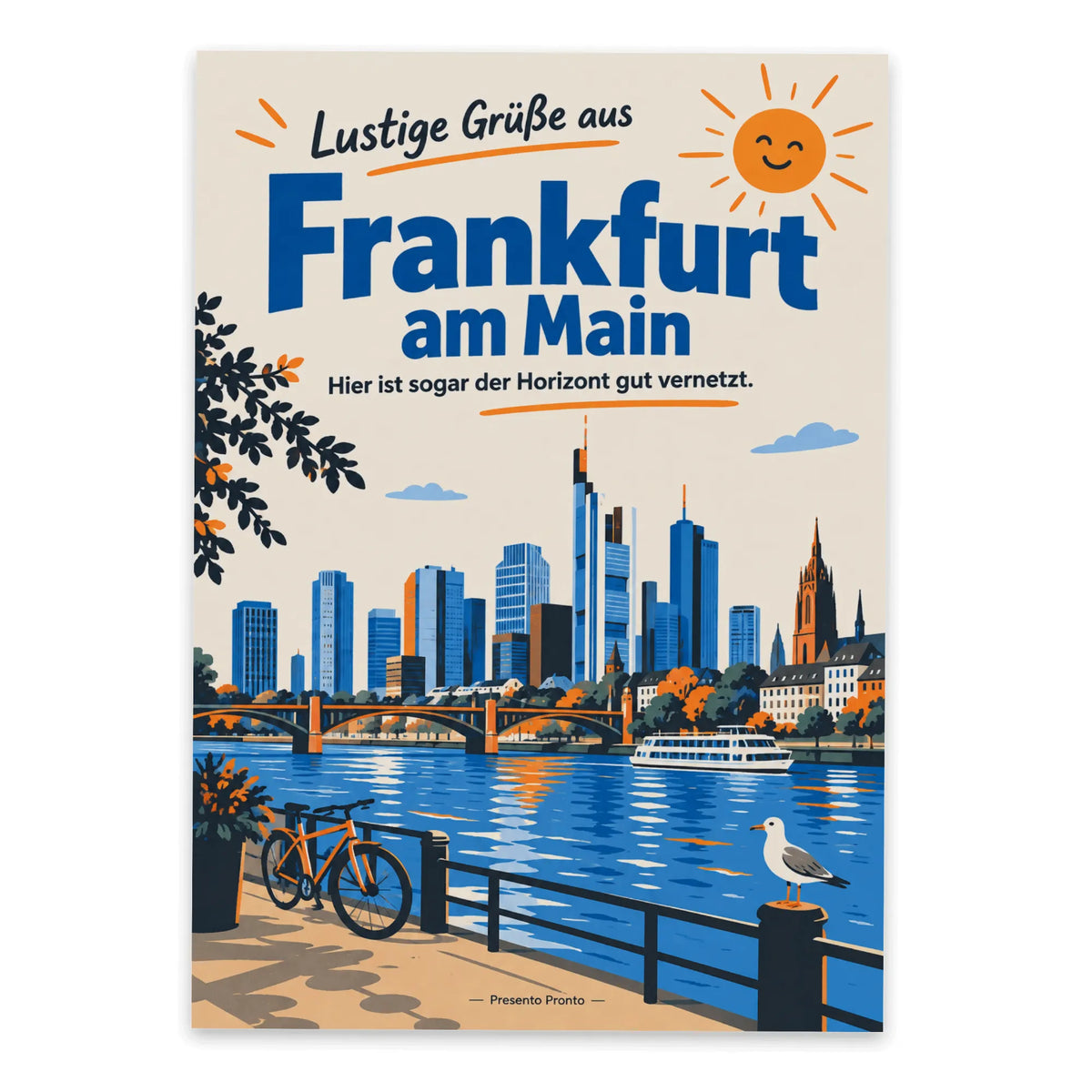 Lustige Grüße aus Frankfurt am Main Postkarte mit Skyline