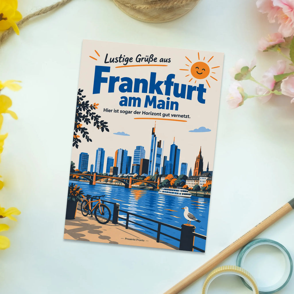 Lustige Grüße aus Frankfurt am Main Postkarte mit Skyline|p:2023517|h:dd0973b4857ad9166472bfd984ce19dd