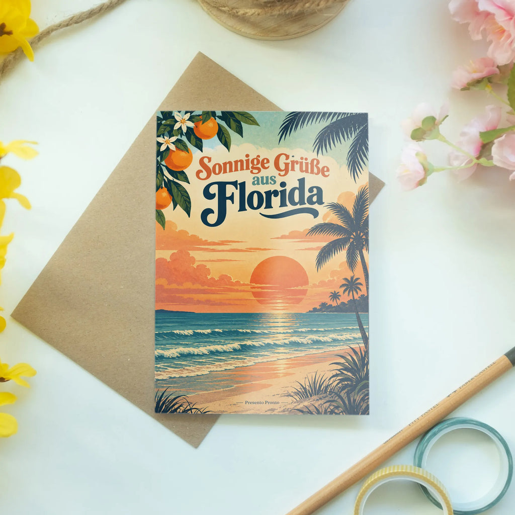 Sonnige Urlaubsgrüße aus Florida mit Palmen-Sonnenuntergang|p:2023519|h:d959f527e49d01636a775526efcd52f7