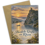 Romantische Loreley Grußkarte vom Rhein mit Abendstimmung|p:2023530|h:1f0aa75f720f85eaf352ddbb7f5d1b8e