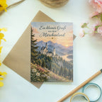 Romantische Urlaubsgrußkarte Schloss Neuschwanstein bei Sonnenuntergang|p:2023531|h:525a91f22f7c291a67318f181735ec60