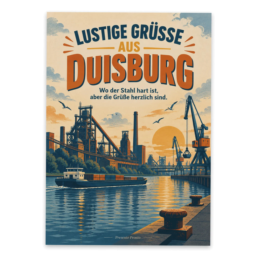 Lustige Postkarte Grüße aus Duisburg mit Hafenszene|p:2023538|h:82d5fd440fbfbd6155718a09ec941f6b