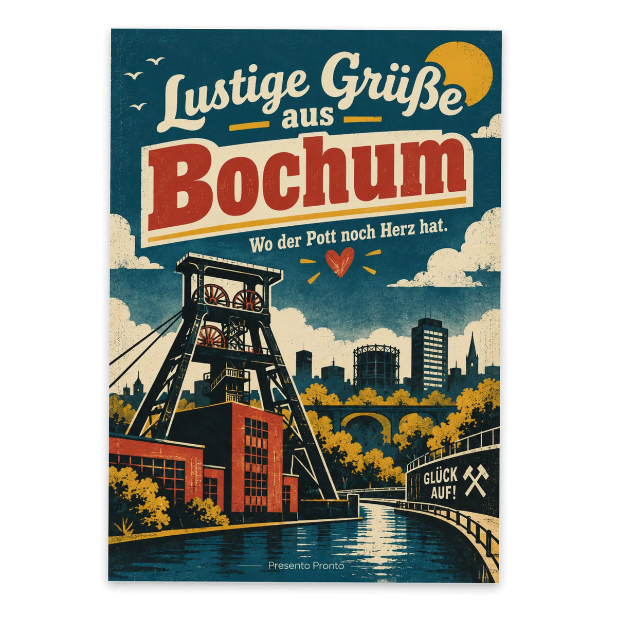 Lustige Grüße aus Bochum Postkarte mit Förderturm