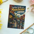 Lustige Grüße aus Manchester Postkarte mit Regenschirm|p:2023545|h:65b45c92829d0fe2105a849f1d518584