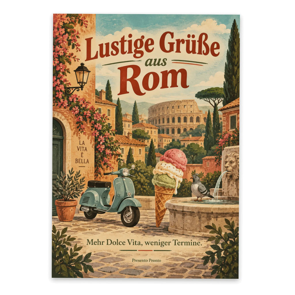 Lustige Grüße aus Rom Postkarte mit Motorroller|p:2023554|h:01e3c1cc7b5335a05641a7efd35c240c