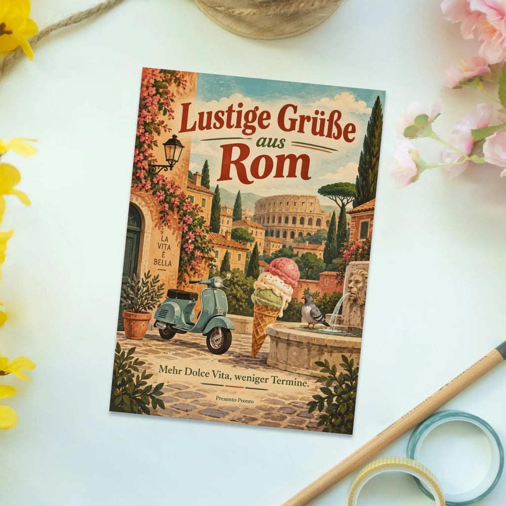 Lustige Grüße aus Rom Postkarte mit Motorroller|p:2023554|h:bdbb81208b3da0b8d9ea7393e00a8a65