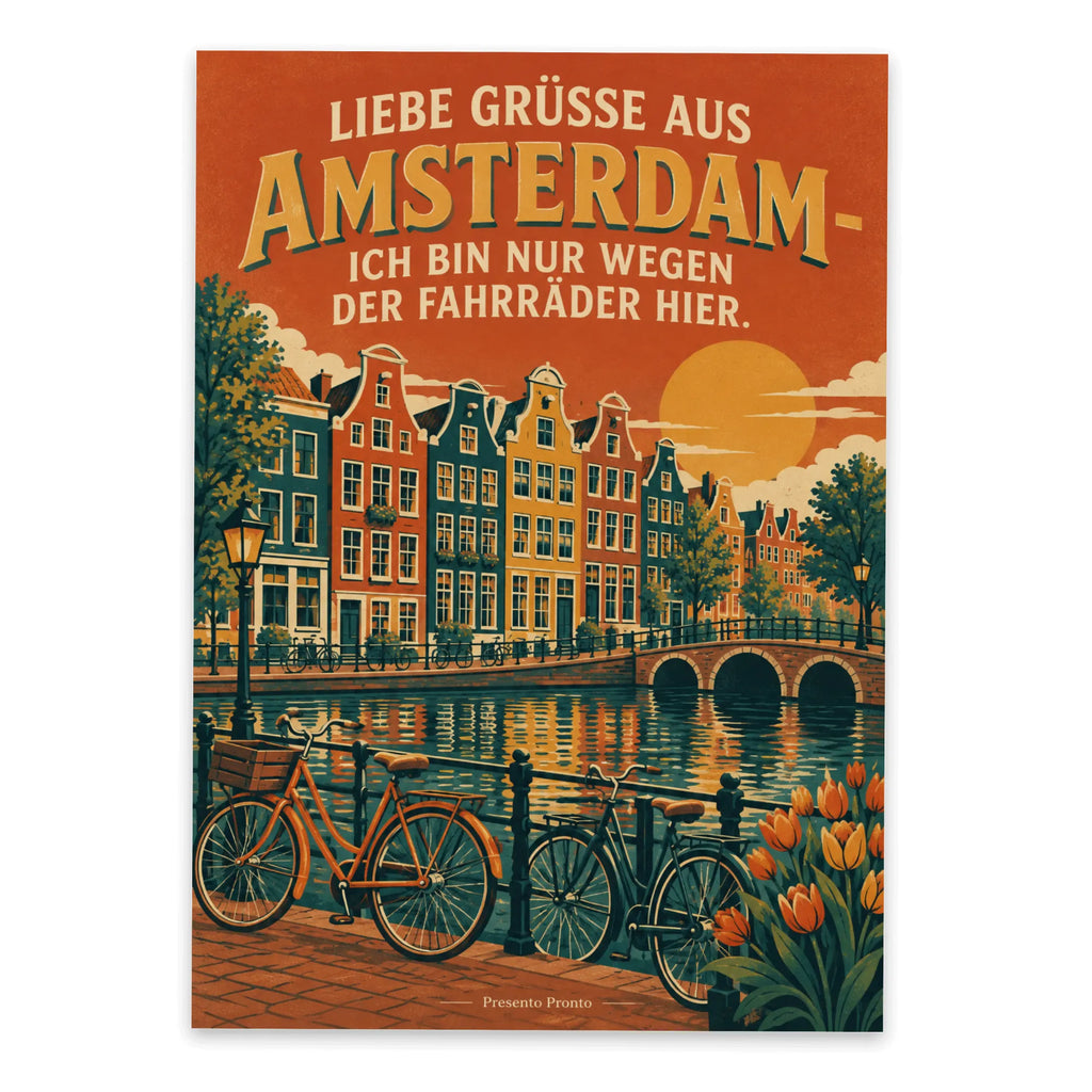 Lustige Grüße aus Amsterdam Postkarte mit Kanalhäusern|p:2023560|h:538311b9d40eb93bfd48860fc2c75a1f