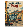 Lustige Grüße aus Prag Postkarte mit Straßenbahn