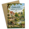 Herzliche Grußkarte für Fans aus Gütersloh mit Fachwerk