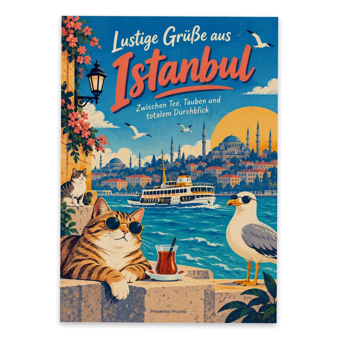 Lustige Grüße aus Istanbul mit Bosporus-Fähre