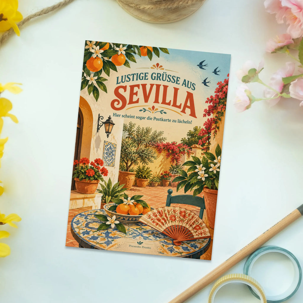 Lustige Grüße aus Sevilla Postkarte mit Innenhof|p:2023581|h:1519c8d3462a9325aa0b99006df59dde