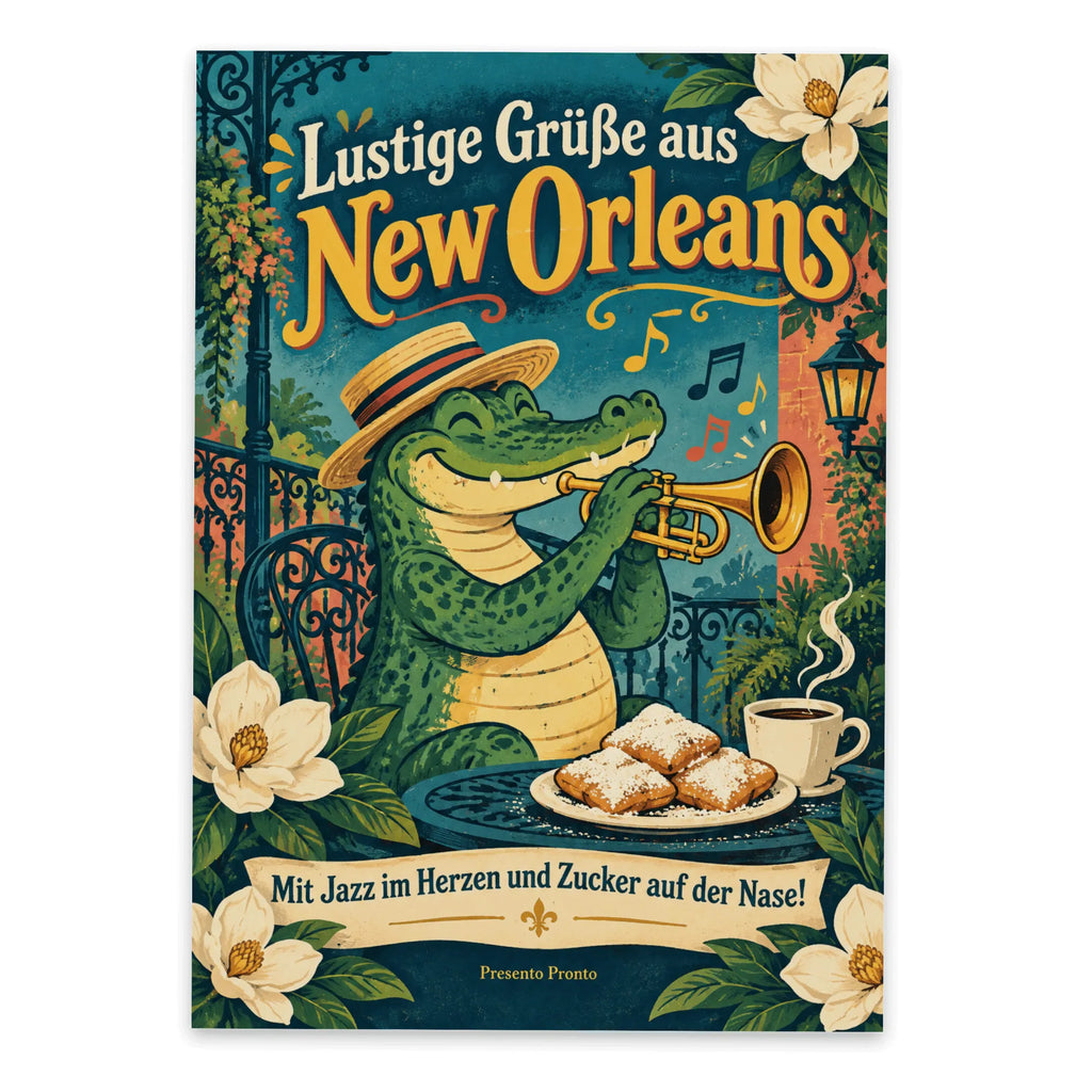 Lustige Grüße aus New Orleans Postkarte mit Alligator|p:2023585|h:b120775ff12b2a51a9964df1650e80d4