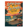 Lustige Grüße aus Los Angeles Postkarte mit Retro Sonnenuntergang