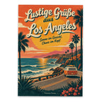 Lustige Grüße aus Los Angeles Postkarte mit Retro Sonnenuntergang|p:2023587|h:b8aafe0119afeaae7cc379cc22b1cb90