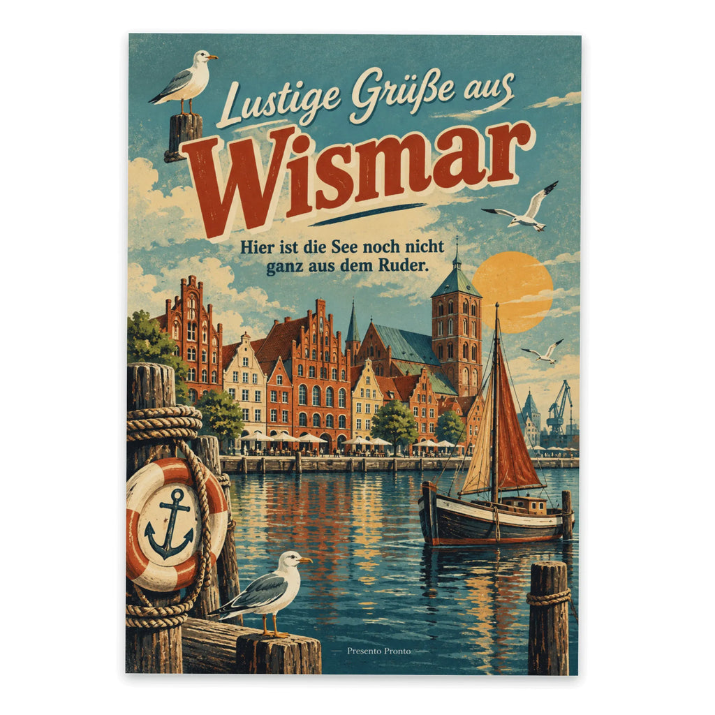 Lustige Grüße aus Wismar mit nostalgischem Hafen|p:2023599|h:34dcb57b6a2c4570bf035a14d850a047