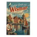Lustige Grüße aus Wismar mit nostalgischem Hafen|p:2023599|h:34dcb57b6a2c4570bf035a14d850a047