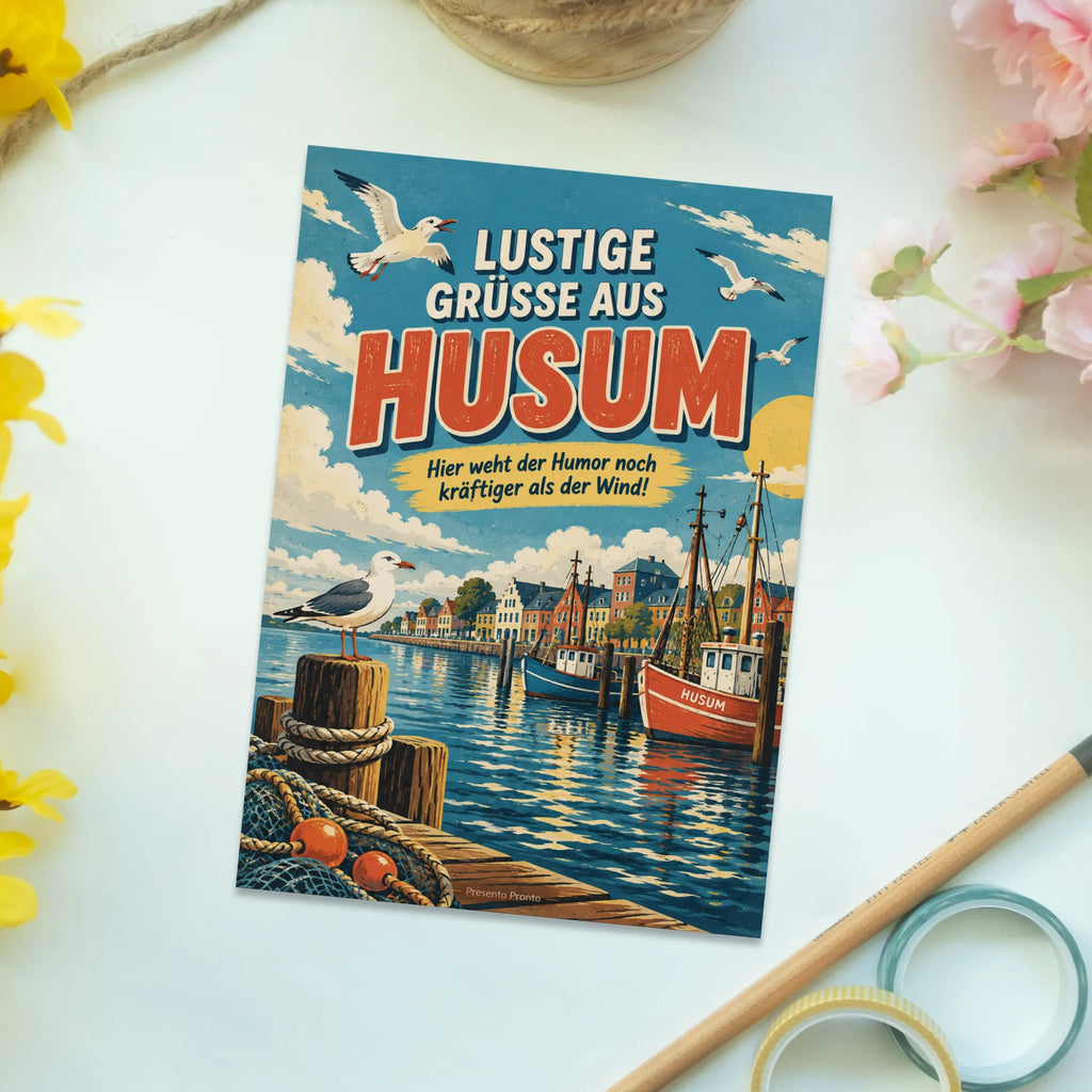 Lustige Grüße aus Husum Postkarte mit Fischkutter|p:2023600|h:9eba9bd6d60363fa061ccd3abf5f69ab