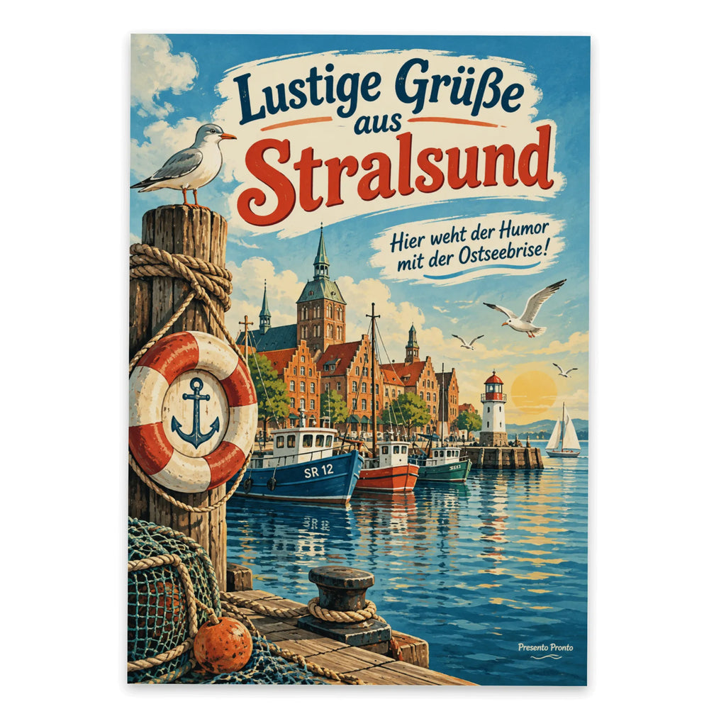 Lustige Grüße aus Stralsund Postkarte mit Hafen|p:2023601|h:cfeae53e4ffd7f960d9bd6230ddaf0fa