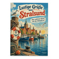 Lustige Grüße aus Stralsund Postkarte mit Hafen