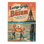 Lustige Postkarte Grüße aus Büsum mit Krabbe in Gummistiefeln|p:2023602|h:c45527698c829cfd972e4caa5f5c1402