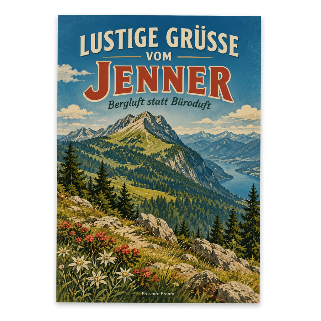 Lustige Grüße vom Jenner Postkarte mit Bergwiesen|p:2023612|h:f5ebeae43070ac3ef7fc19ef9013de3c