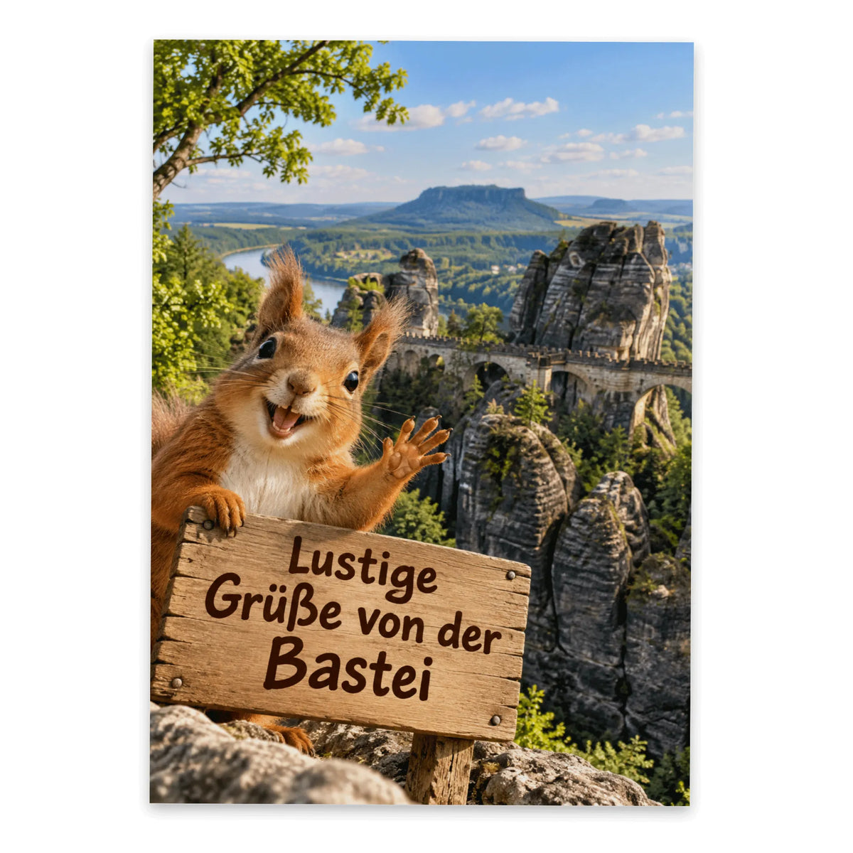 Lustige Grüße von der Bastei Postkarte für Urlauber