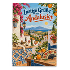 Lustige Grüße aus Andalusien Postkarte mit weißem Dorf|p:2023619|h:de039c3f37cd2e69881a9bcf4552cd6b