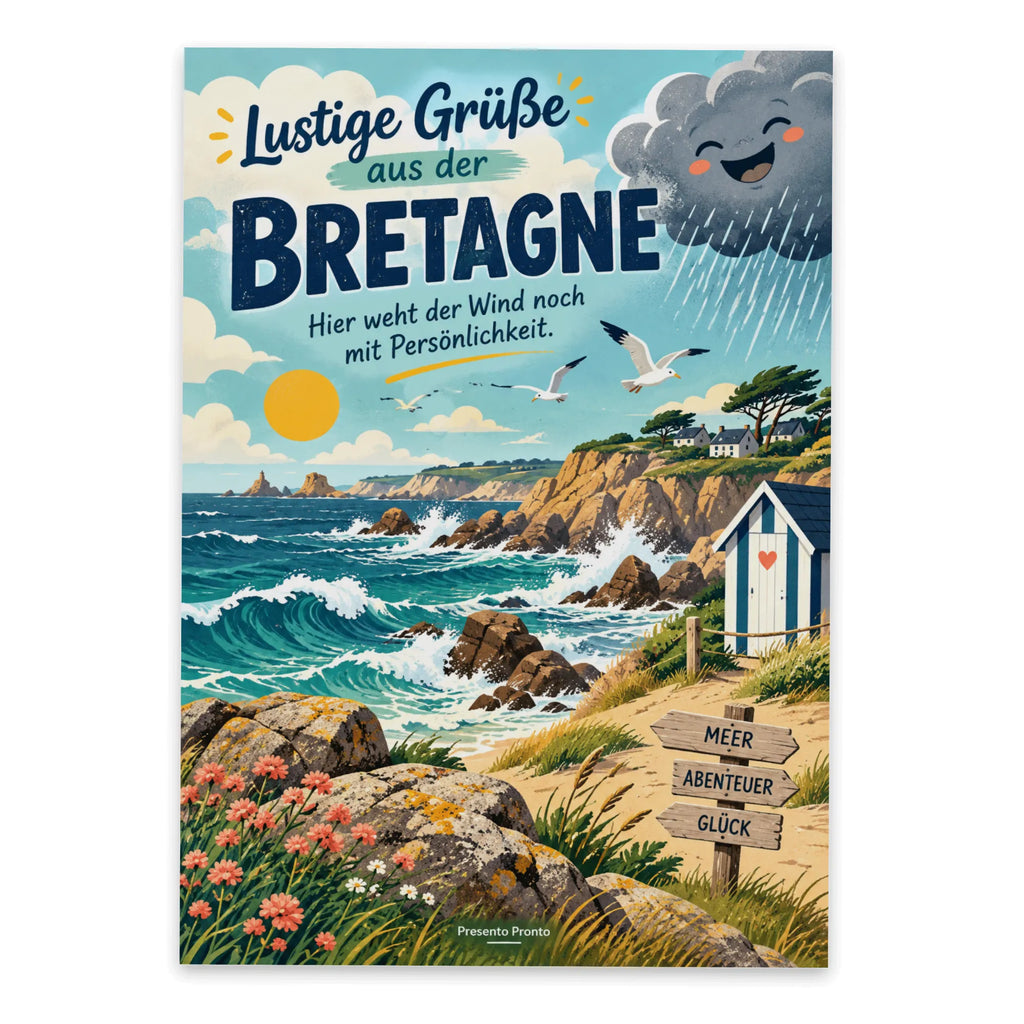 Lustige Grüße aus der Bretagne Postkarte mit Regenwolke|p:2023620|h:9f4543216e9af5cfe66f8f1fe9697d02