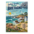 Lustige Grüße aus der Bretagne Postkarte mit Regenwolke
