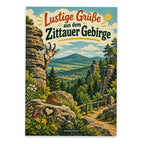Lustige Grüße aus dem Zittauer Gebirge Postkarte mit Sandsteinfelsen|p:2023627|h:71378a287aaf7c756d2706096ca5c8f6