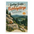 Lustige Grüße aus dem Fichtelgebirge Postkarte mit Wanderschuh