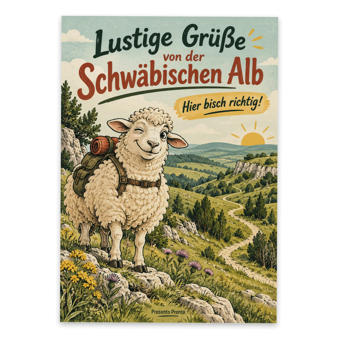 Lustige Grüße von der Schwäbischen Alb mit frechem Schaf