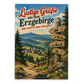 Lustige Grüße aus dem Erzgebirge Postkarte mit Wegweiser
