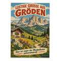 Lustige Grüße aus Gröden Postkarte mit Dolomiten