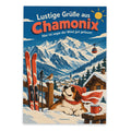 Lustige Grüße aus Chamonix Postkarte mit Seilbahn