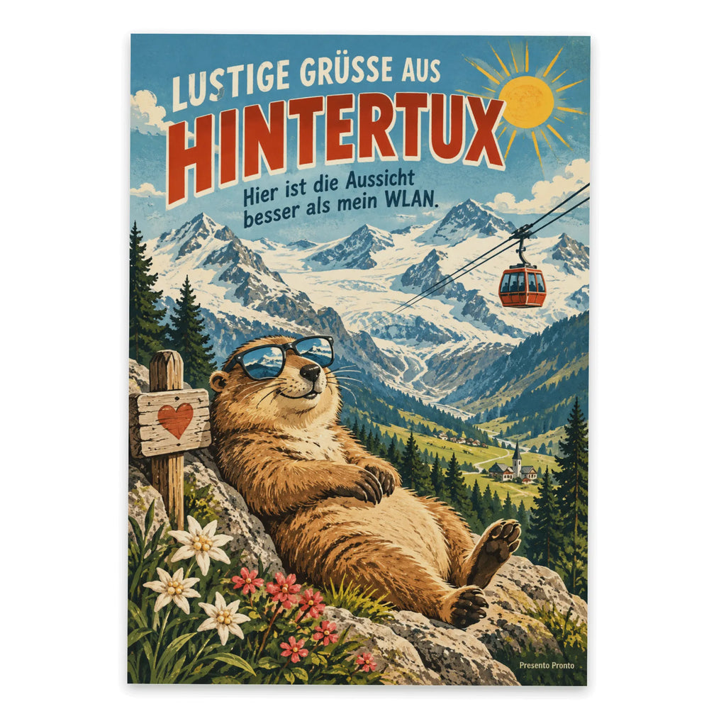 Lustige Grüße aus Hintertux Postkarte mit Murmeltier|p:2023646|h:74ec69e154afbe55e9301ffdc04af48a