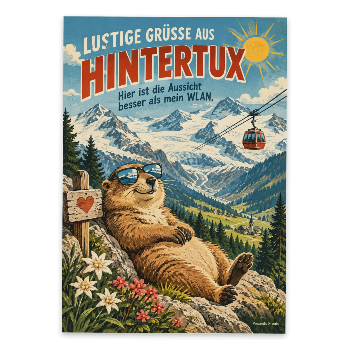 Lustige Grüße aus Hintertux Postkarte mit Murmeltier