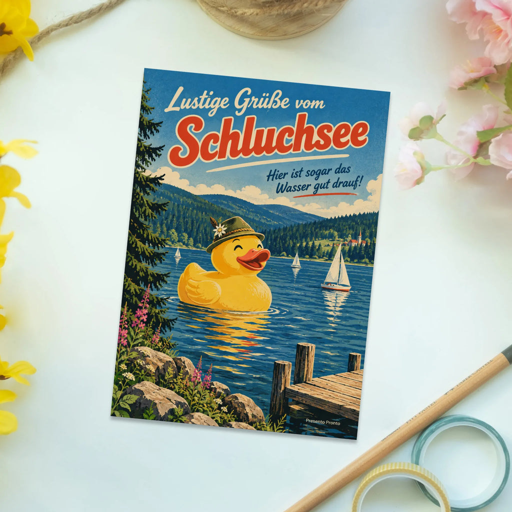 Lustige Grüße vom Schluchsee Postkarte mit Gummiente|p:2023654|h:2404dd3860b3b0deebcb8585b9d61fe1