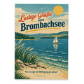 Lustige Grüße vom Brombachsee Postkarte mit Segelboot