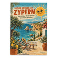 Lustige Grüße aus Zypern Postkarte mit Küstenlandschaft