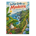 Lustige Grüße von Madeira Postkarte mit Seilbahn