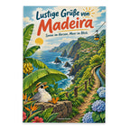 Lustige Grüße von Madeira Postkarte mit Seilbahn|p:2023664|h:c6aae79040341ea2fbdb71664de624dc