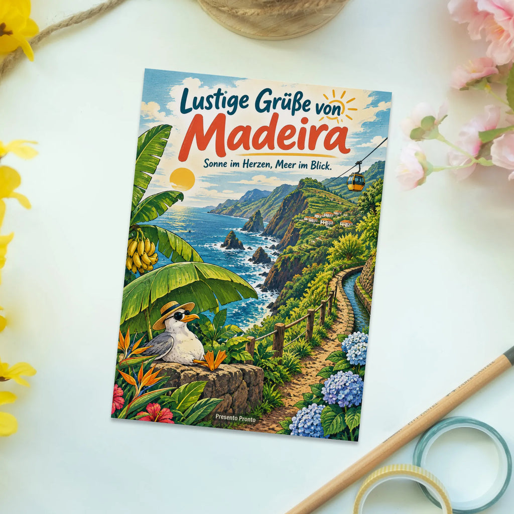 Lustige Grüße von Madeira Postkarte mit Seilbahn|p:2023664|h:b063fdfb87ea67cf6953a835189b9ab4