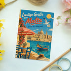Lustige Grüße aus Malta Postkarte mit Fischerboot|p:2023665|h:17908eb296f77d6f5fe897554b42e537