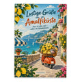 Lustige Postkarte Grüße von der Amalfiküste mit Roller