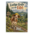 Lustige Grüße aus der Eifel Postkarte mit Kuh