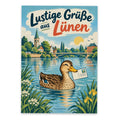 Lustige Grüße aus Lünen Postkarte mit Ente