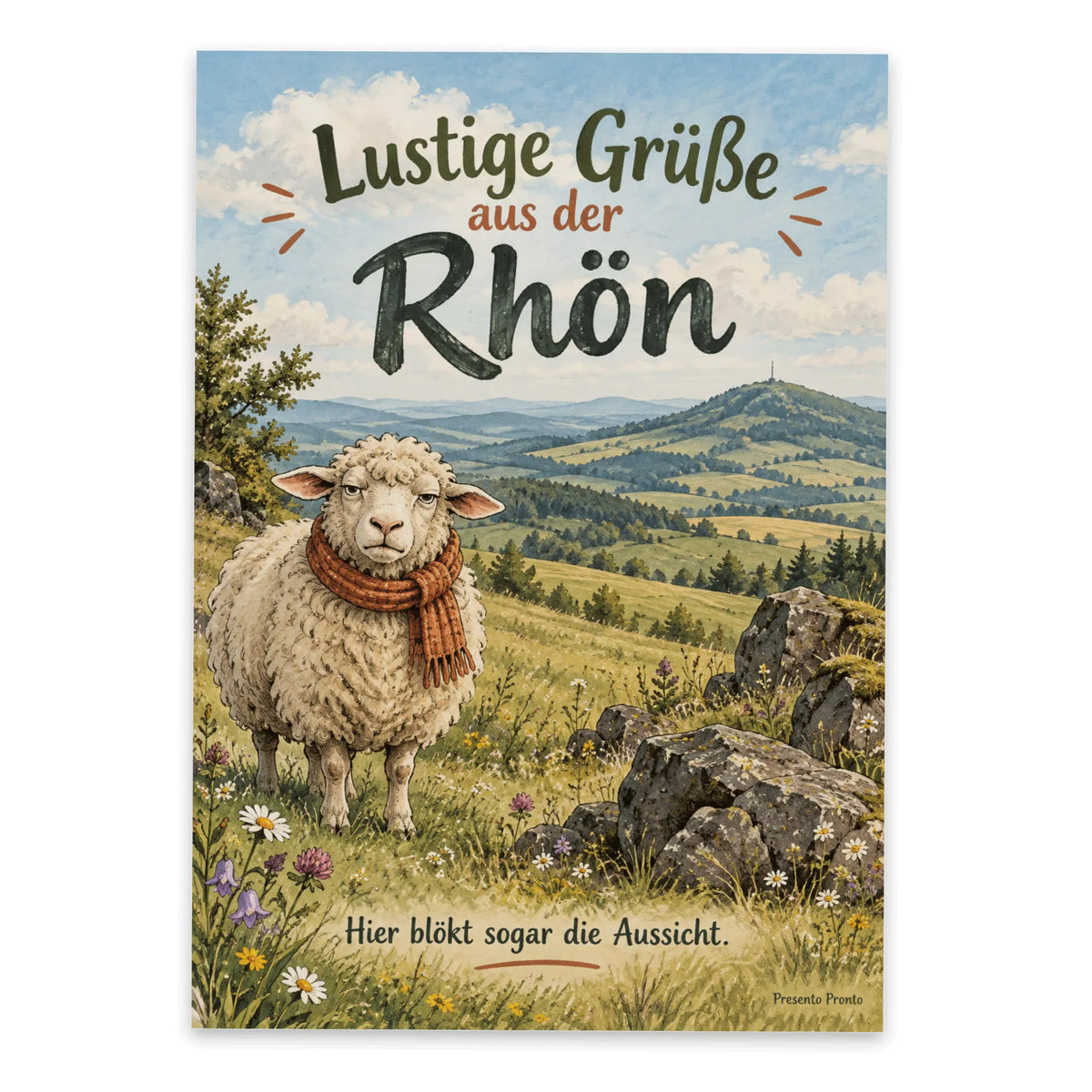 Lustige Grüße aus der Rhön Postkarte mit Schaf